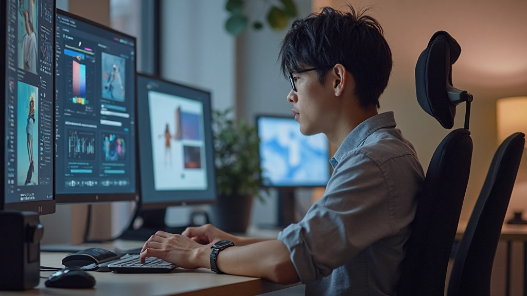 クリエイティブスタジオでデジタルツールを使用するクリエイター