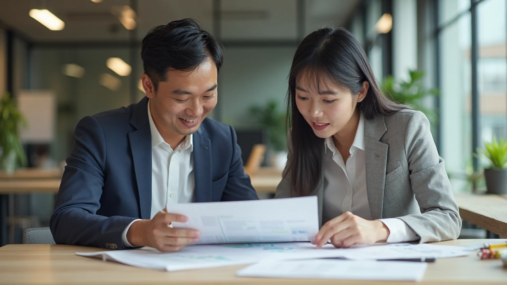 完成したブランドガイドラインドキュメントをレビューするデザインチーム